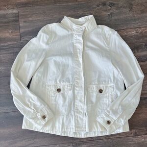 Loft White Button Up Cotton Jacket